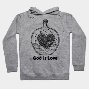 God is love. Doodle illustration. Hoodie